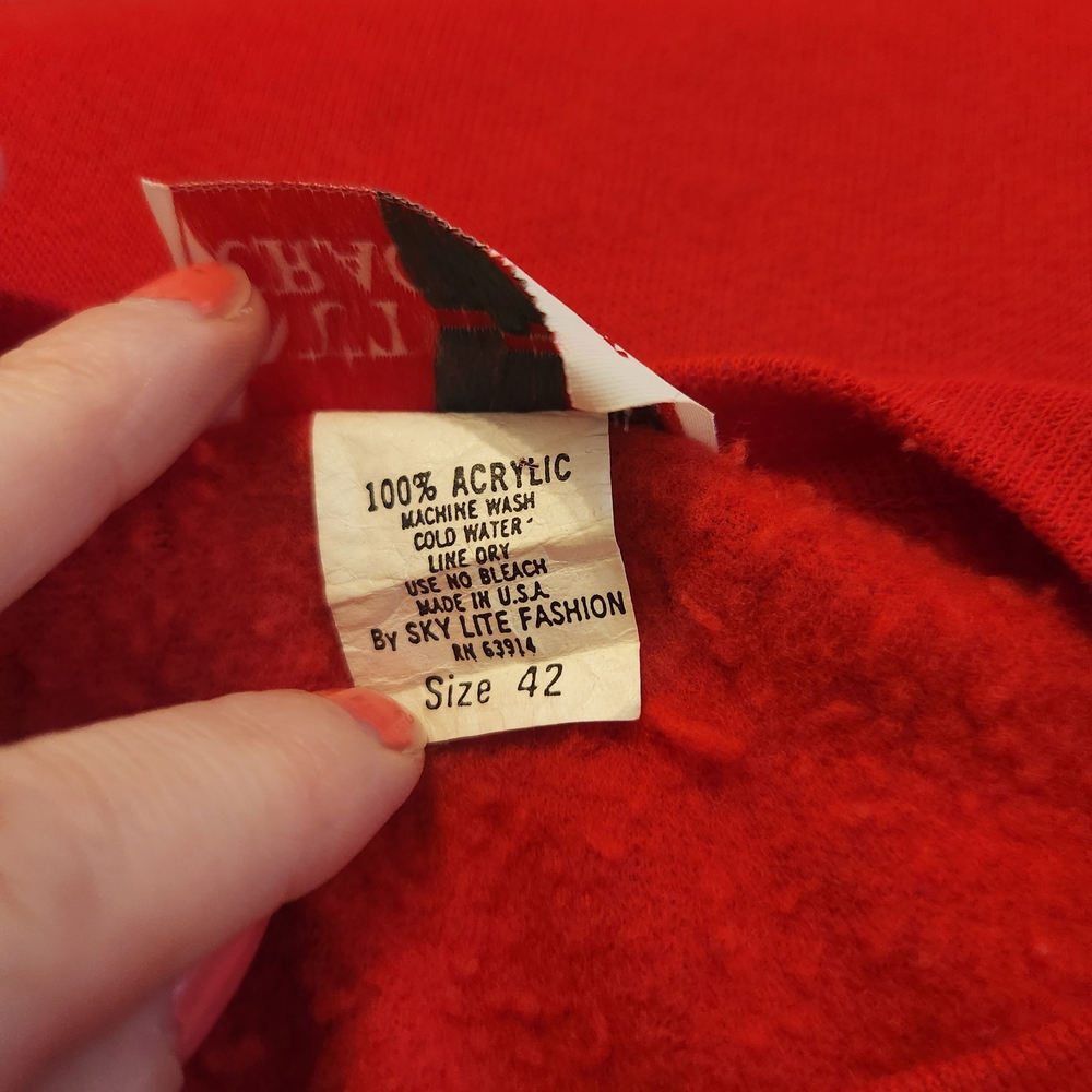 Vintage 1990 Nut Cracker Kitten Sweater Christmas Red Holiday Sweatshirts 42 - Picture 15 of 15